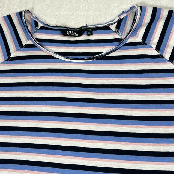 Ulla Popken striped blue black pink white cotton long sleeve pullover top 32/34 - Picture 6 of 9